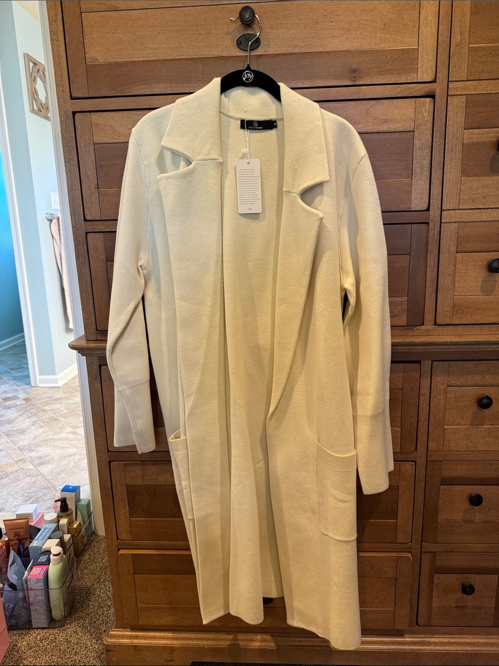 Women’s Long Open-Front Cardigan Sweater - Cream